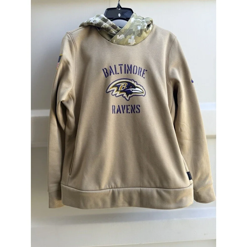 Nike Baltimore Ravens Football Salute to Service Hoodie Men's Sideline Pullover